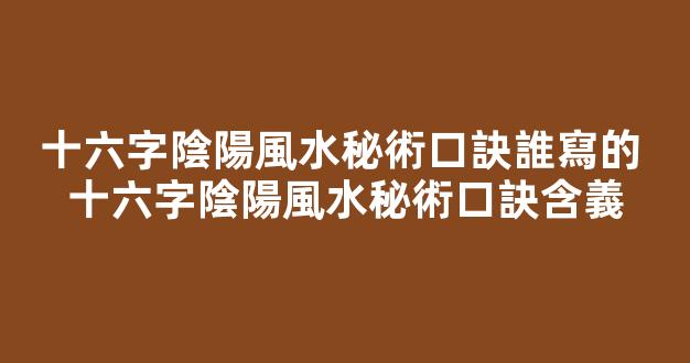 十六字陰陽風水秘術口訣誰寫的 十六字陰陽風水秘術口訣含義